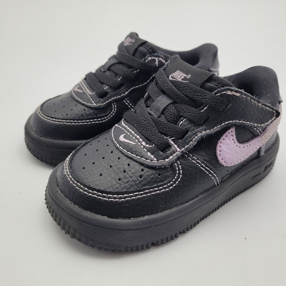 Nike Other - Nike Air Force 1 Baby 6C Black Purple Leather Hook & Loop Low Top HJ6764-001